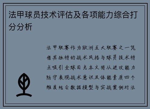 法甲球员技术评估及各项能力综合打分分析